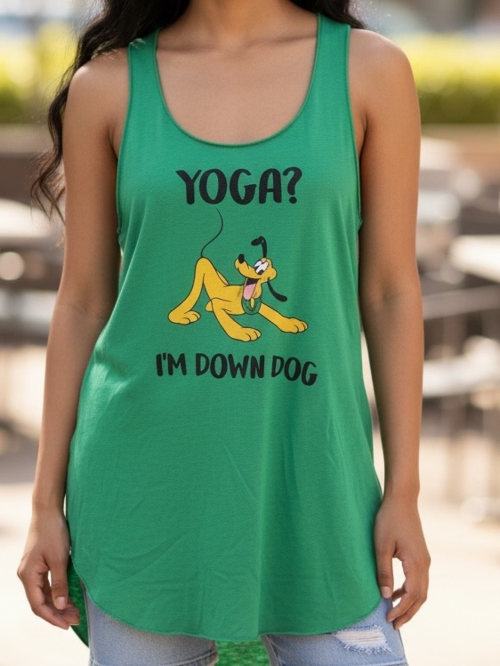 Disney Pluto Yoga Tank Top Green Large